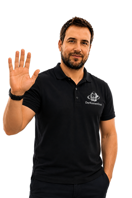 Tobias Emmerich winkt. DerKassenDoc (KI-generiertes Bild)